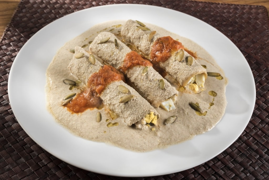 Plate of savory papadzules