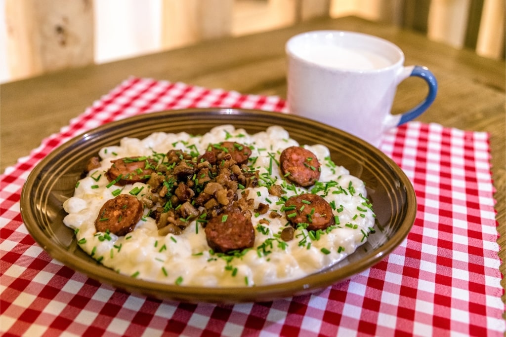 Bryndzové halušky on a plate