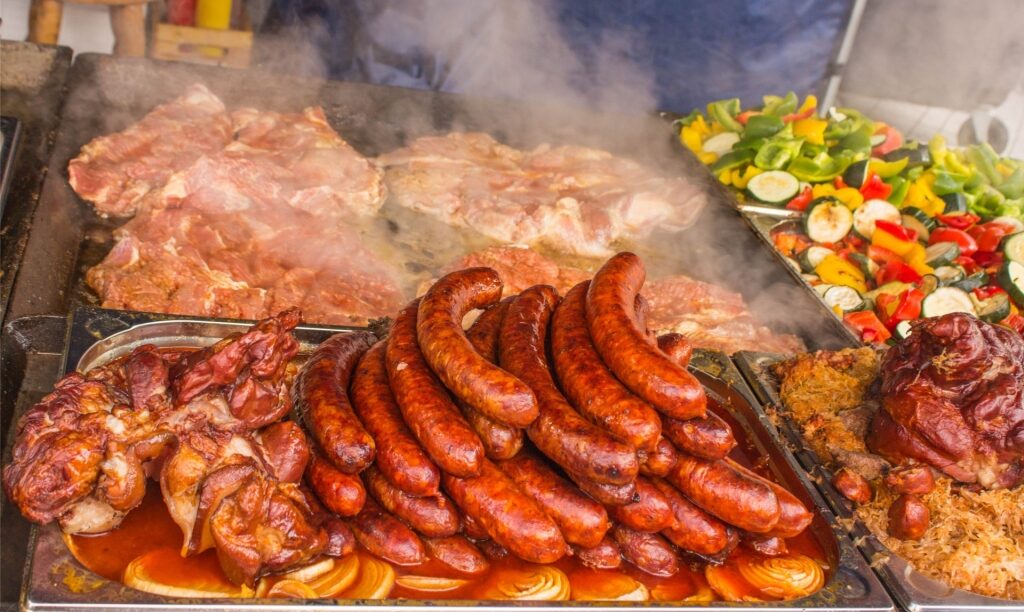 Bratislava food - Grilled sausages