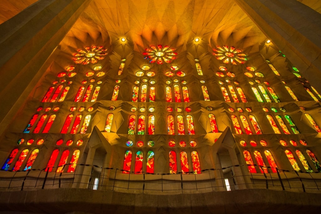 Beautiful view inside La Sagrada Família