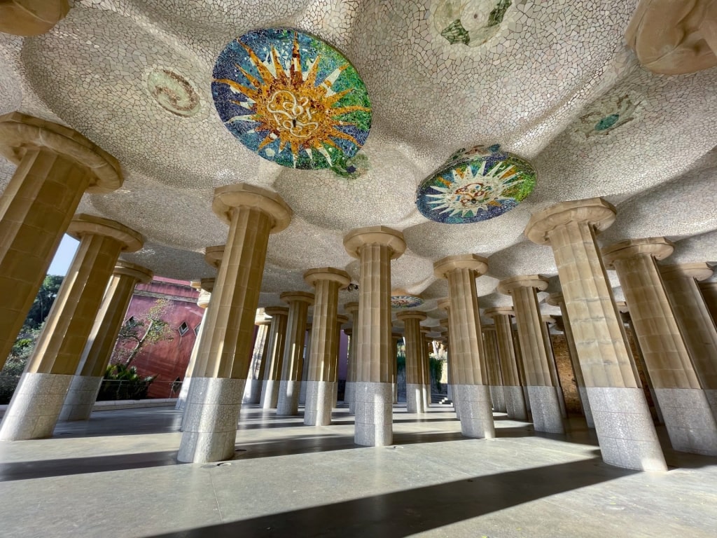 Unique columns inside Park Güell