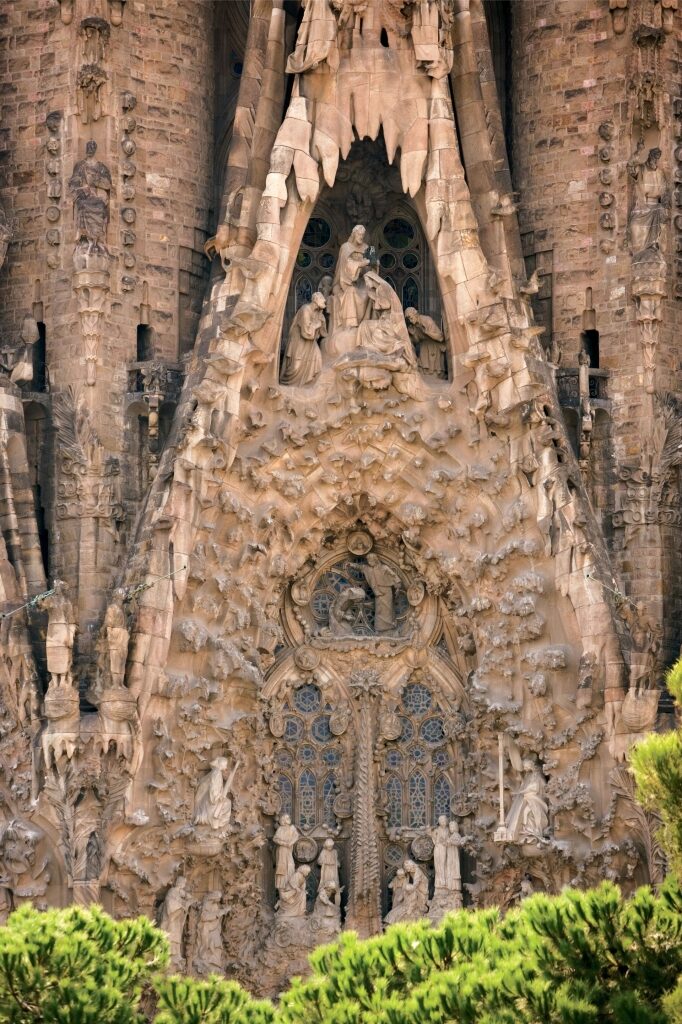 Beautiful details of the Nativity Façade, La Sagrada Família