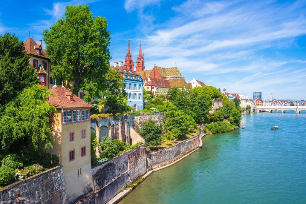 Old Town Basel with view of Rhine River