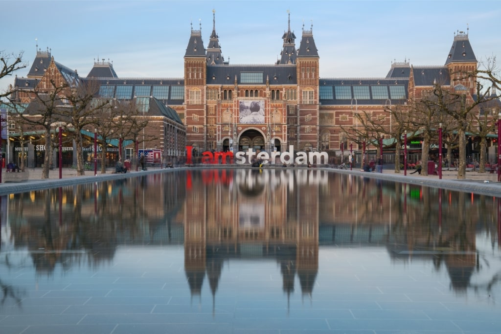 Rijksmuseum Amsterdam reflected in water