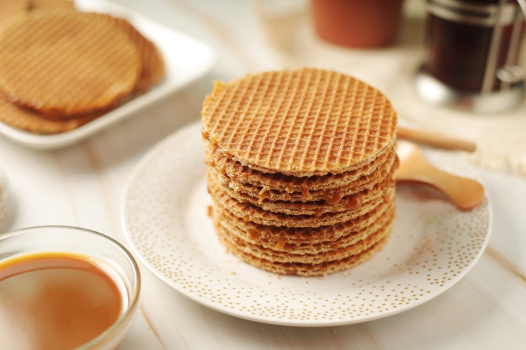 Popular Dutch stroopwafels sold as souvenirs in Amsterdam