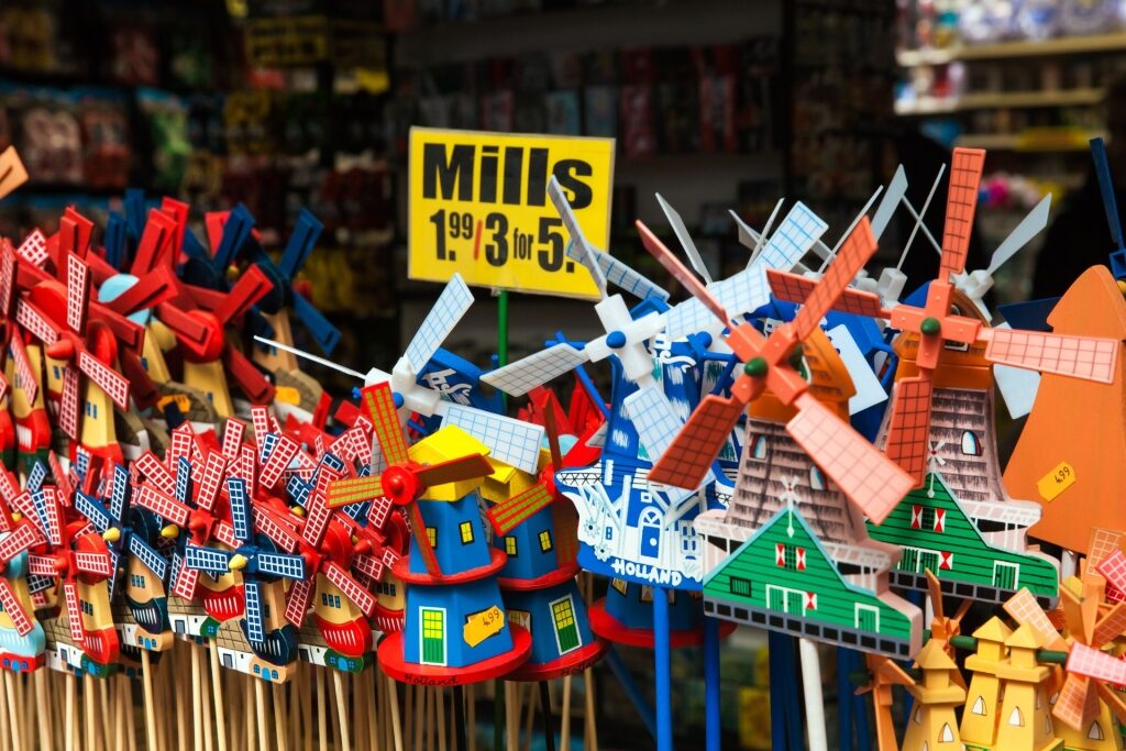 Miniature wooden windmill souvenir in Amsterdam