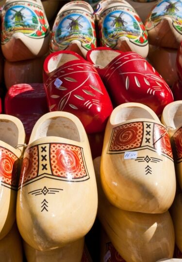 Amsterdam souvenir wooden clogs for sale
