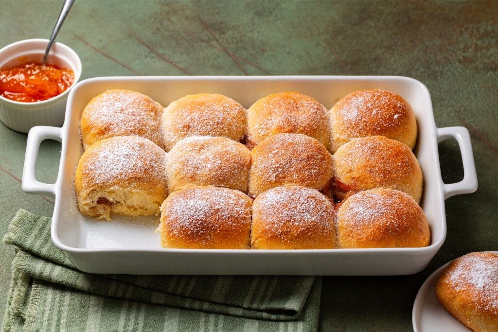 Plate of fluffy Buchteln pastries