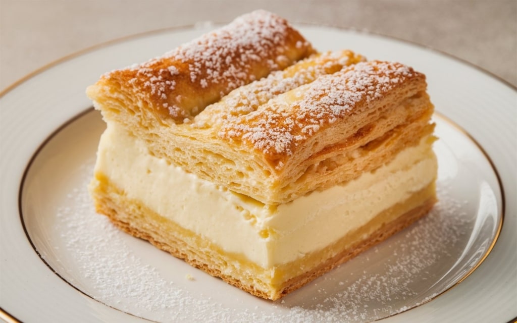 Austrian Cremeschnitte served on a plate