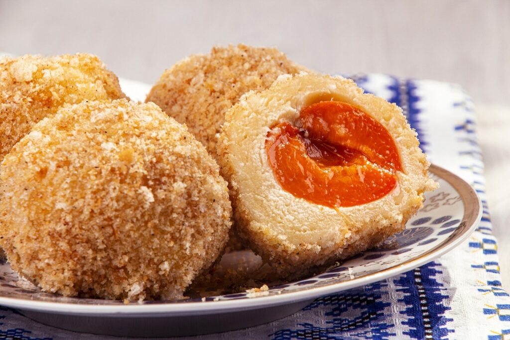 Austrian Marillenknödel dumplings with apricot filling