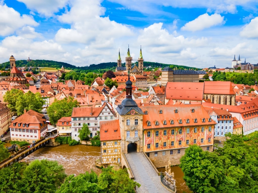 Aerial view of Bamberg's Old Town Hall