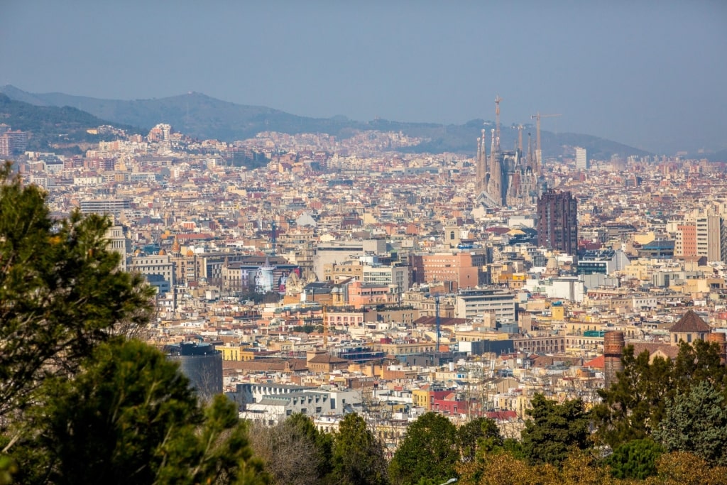 Picturesque view of Barcelona from Montjuic Hill