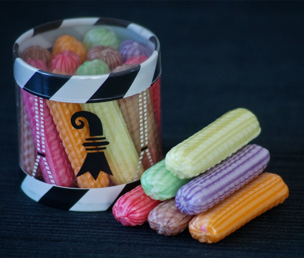 Popular mässmogge candy in a container