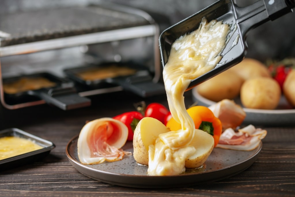 Raclette poured onto a plate