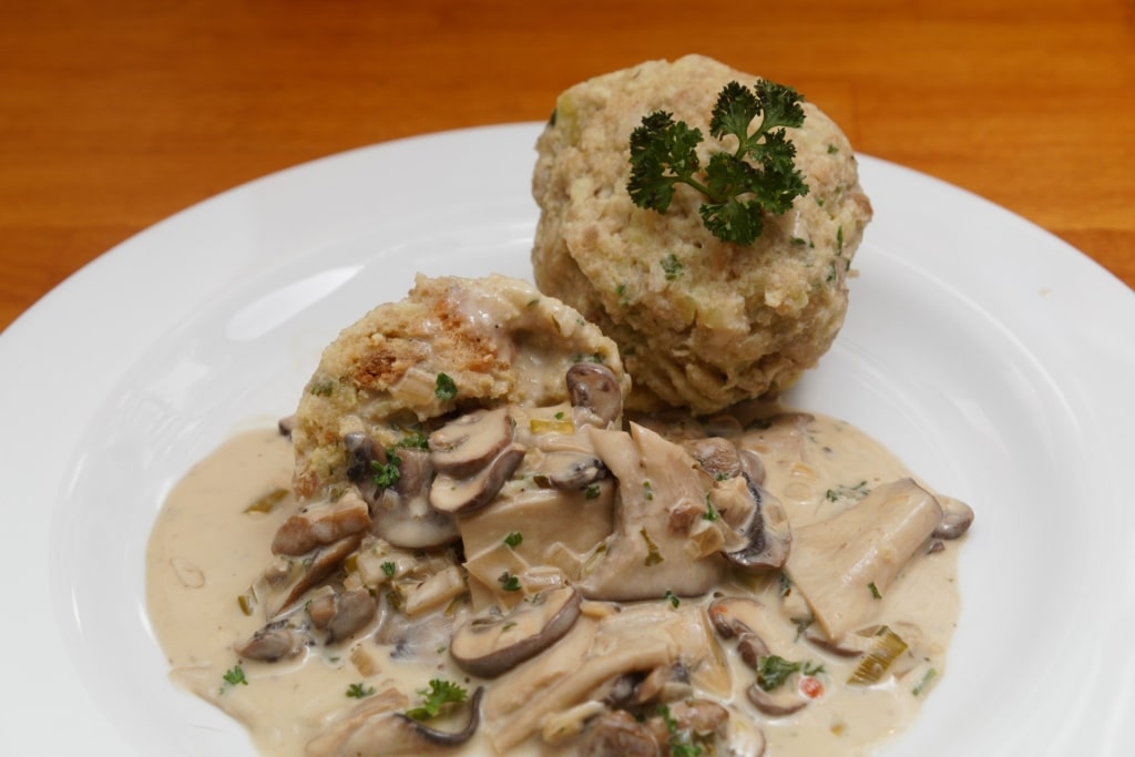 Traditional German Rahmschwammerl with cream sauce