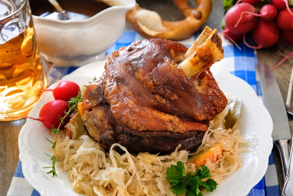 Schweinshaxe, a traditional Bavarian roasted pork knuckle