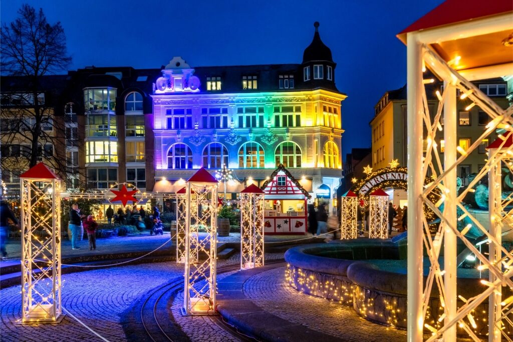 Koblenz Christmas market with festive lights and stalls