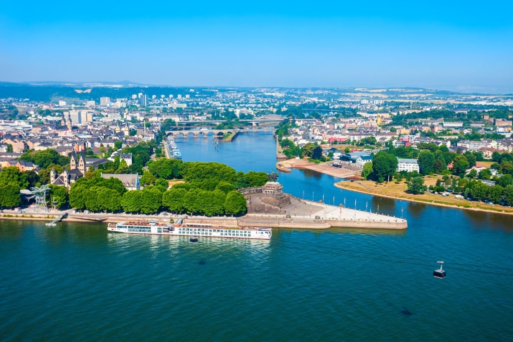 Scenic view of Koblenz with Deutsches Eck