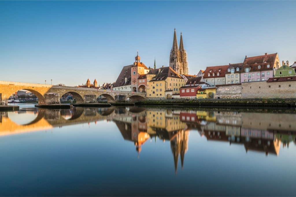 Stone Bridge over the Danube in Regensburg