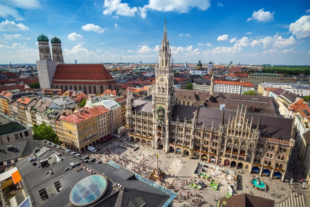 Aerial view of the pretty city of Munich