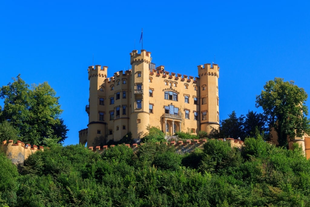 Hohenschwangau Castle surrounded by lush greenery