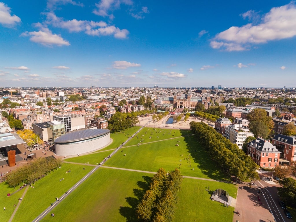 Aerial view of Amsterdam's popular Museumplein