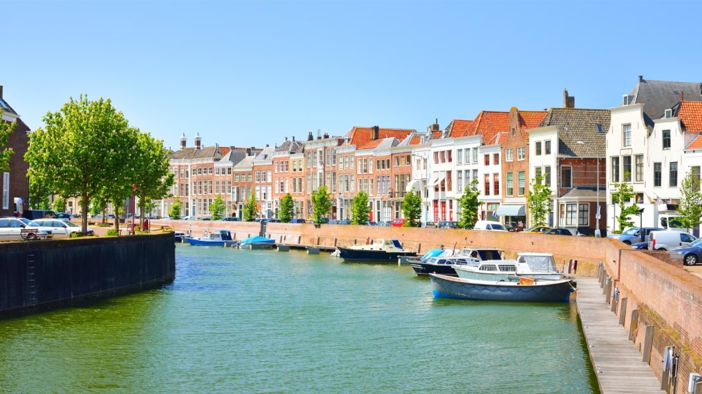 View of the quaint city of Middelburg from the river