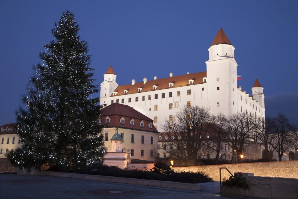 View of Bratislava Castle at night