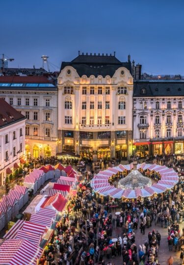 Hlavné Námestie, a popular Bratislava Christmas market