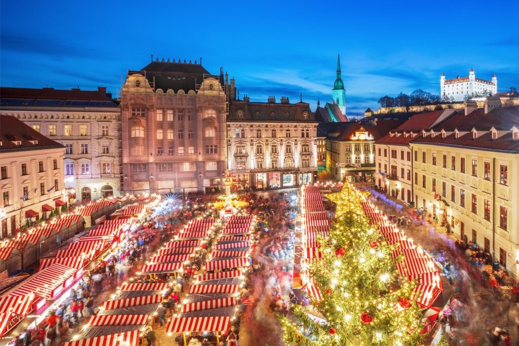 Bright lights at the Bratislava Christmas market