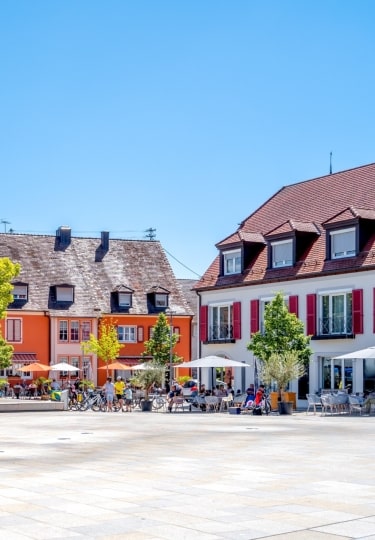 Colorful buildings in Marktplatz in Breisach Germany