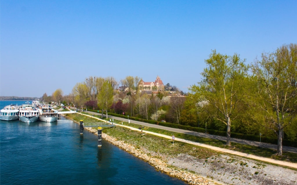 Scenic Rhine River from Breisach Germany