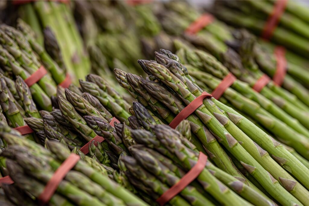 Fresh asparagus at a market