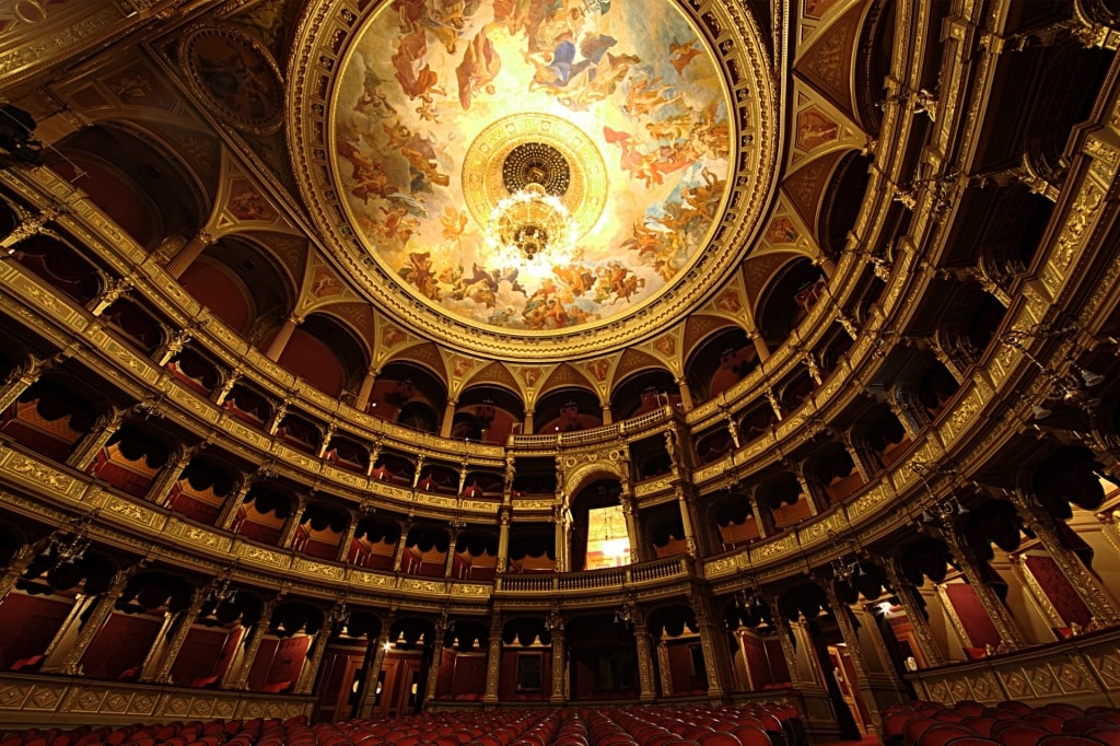 Opulent interior of the Hungarian State Opera House