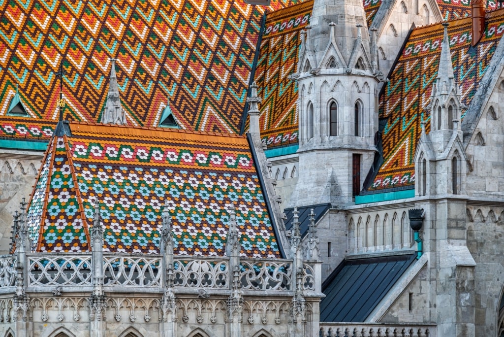 Colorful tiled roof of Matthias Church