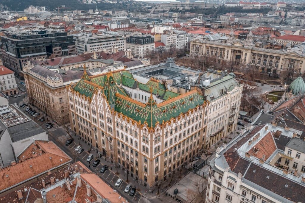 Aerial view of the historic Postal Savings Bank building