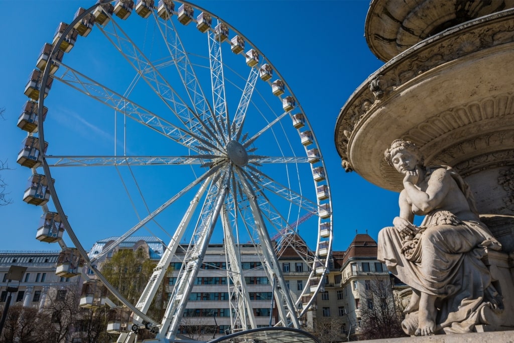 City landmark Ferris Wheel at Erzsébet Square