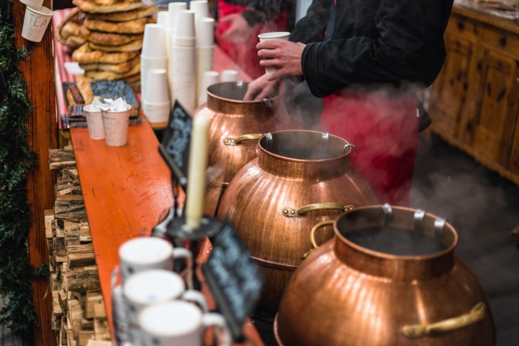 Mulled wine served at Vörösmarty Square Christmas Market