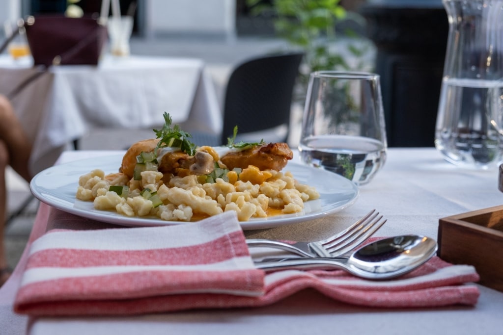Hungarian food served at a Budapest restaurant