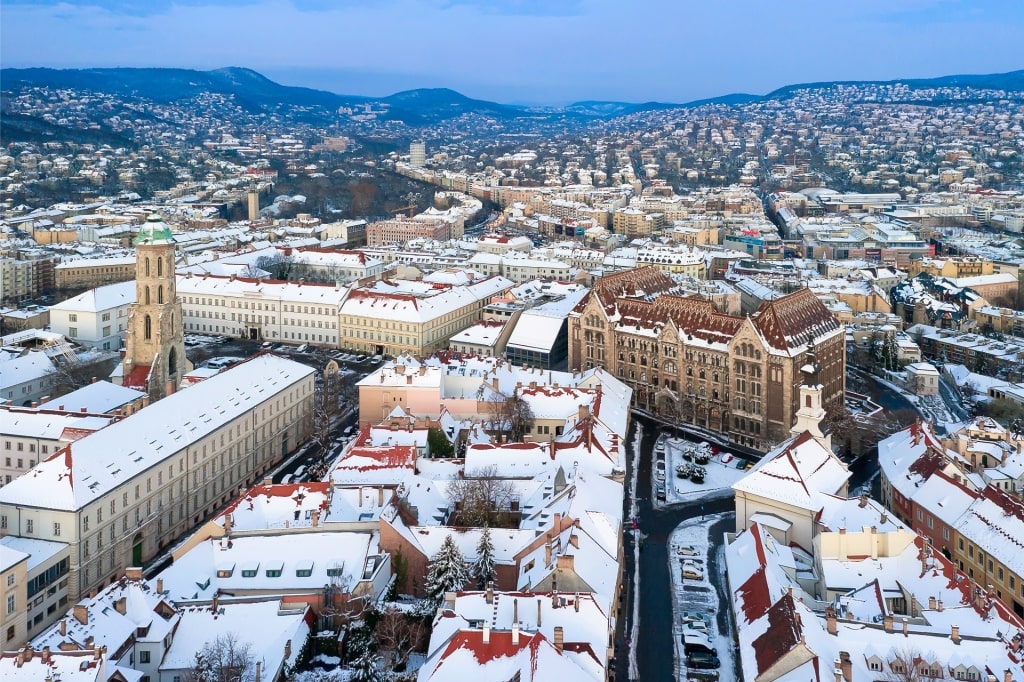 View from Buda Castle in Budapest in December