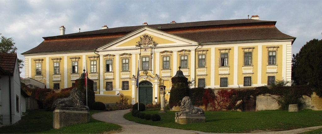 Baroque Gobelsburg Castle with yellow facade