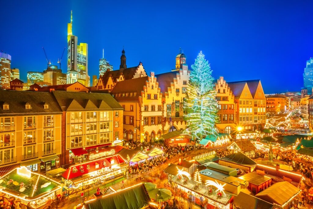 Festive stalls at Frankfurt Christmas market