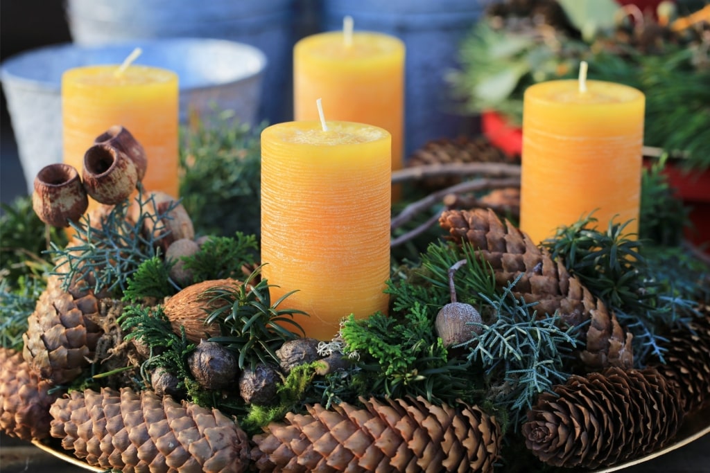Traditional Advent wreath decorated for Christmas in Germany