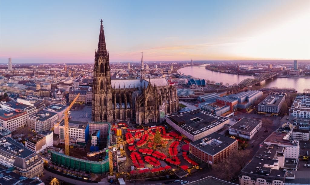 Aerial view of Cologne Christmas market