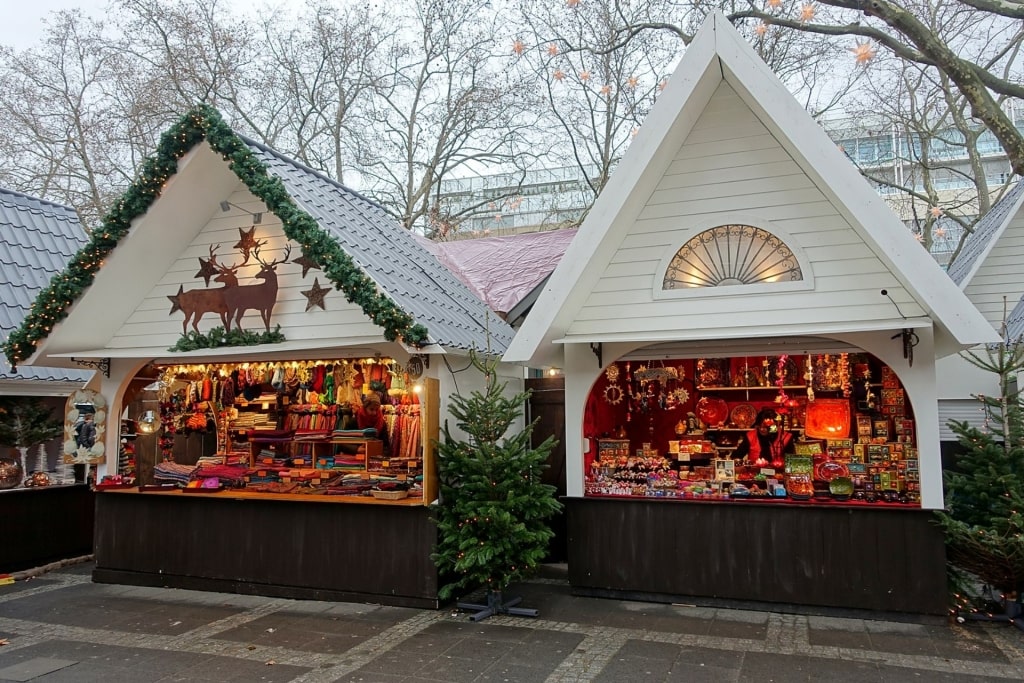 Street view of Market of Angels Christmas market in Cologne