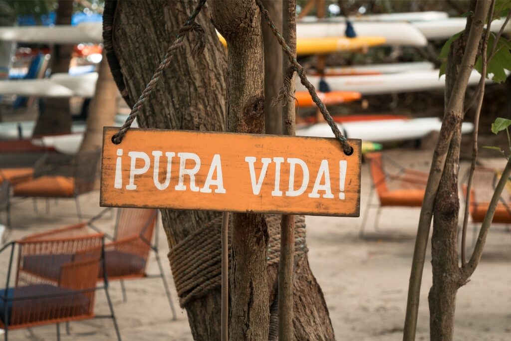 Pura Vida sign in Costa Rica