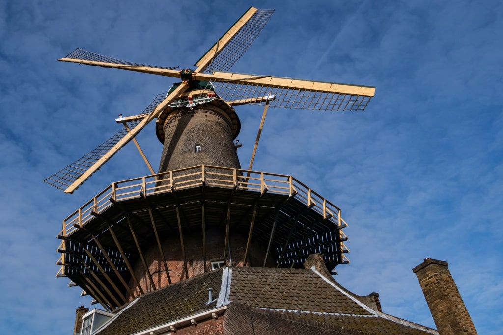 Close-up view of Molen de Roos windmill
