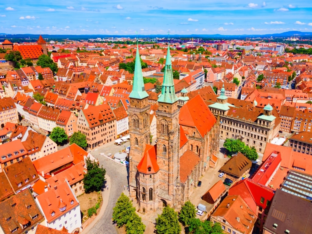 Aerial view of St. Sebalduskirche, Nuremberg