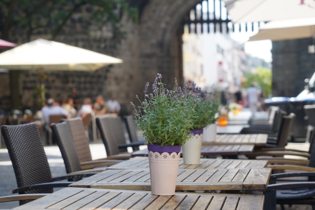 Table prepared for guests at a Cologne restaurant