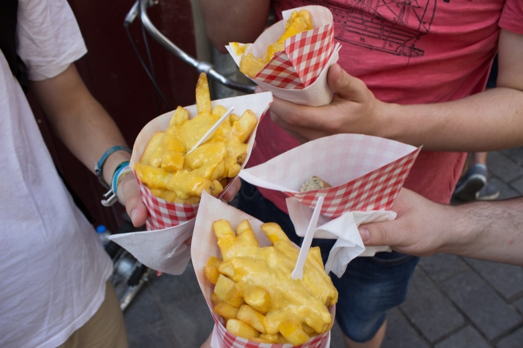 Freshly served fries for sharing in Amsterdam